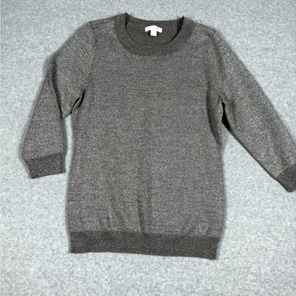 New York &‎ Company Silver Metallic Crew Neck Sweater Small Sparkly, Holidays
